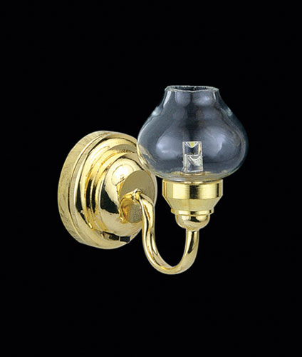 LED Battery Gold Wall Sconce with Glass Globe with Wand, Brass, CR1632 Battery Included, 3 Volt
